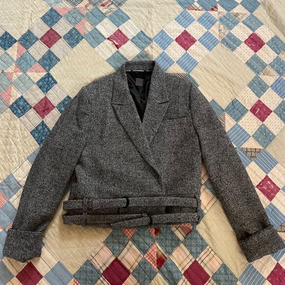 Shipley Halmos Barney's Wool Salt Pepper Blazer Fully Lined Designer Wool Tweed - Picture 7 of 13